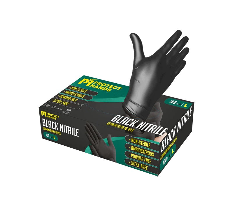 Black Nitrile Ultra Thick Examination Gloves L/PK100