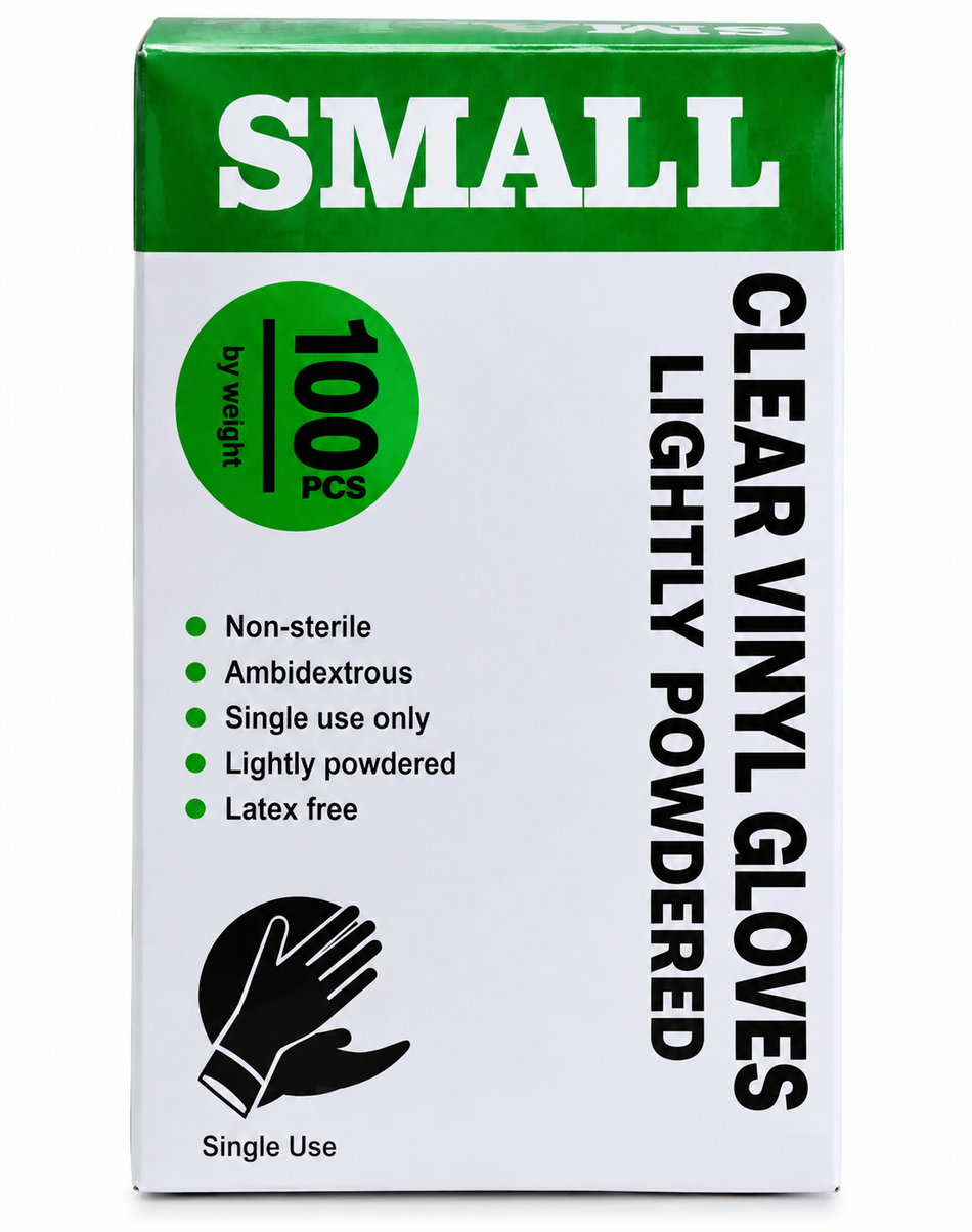 CLEAR VINYL GLOVE- SMALL POWDERED FREE 1 ONLY