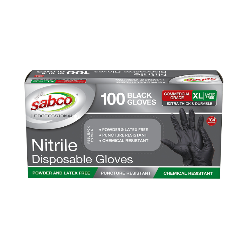 Black Nitrile Gloves 100PK Extra Large