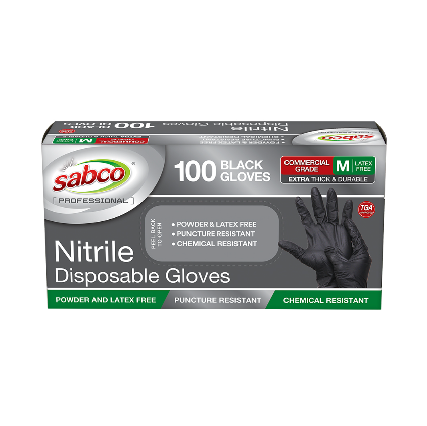 Black Nitrile Gloves 100PK Medium