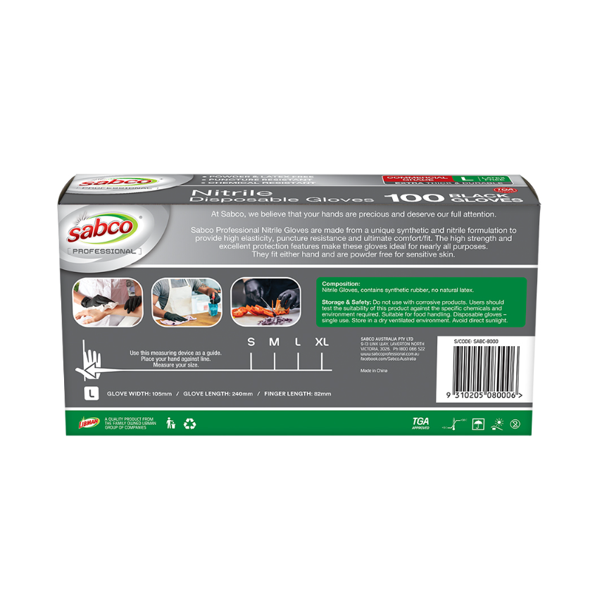Black Nitrile Disposable Gloves 100pk
