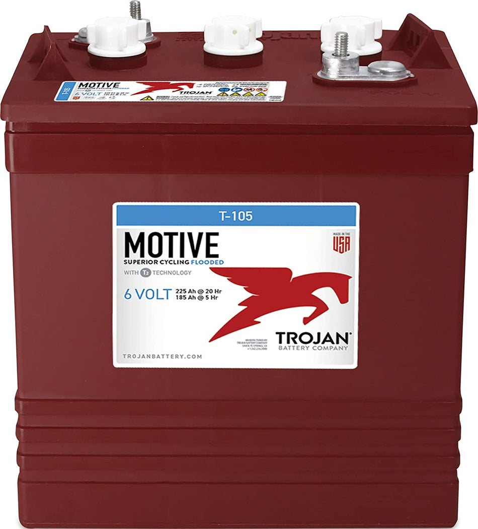 US Made 6V 225 AH Wet Battery T105 Trojan