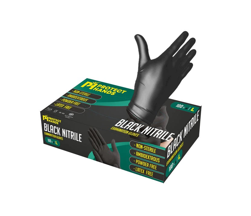 Black Nitrile Ultra Thick Examination Gloves M/PK100